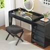 Bamboo folding footstool with bamboo X-legs and seat cushion, suitable for bedroom and living room use - 2 of 4