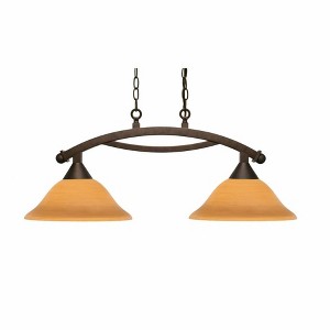 Toltec Lighting Bow 2 - Light Island Pendant Light in  Bronze with 12" Cayenne Linen Shade - 1 of 1