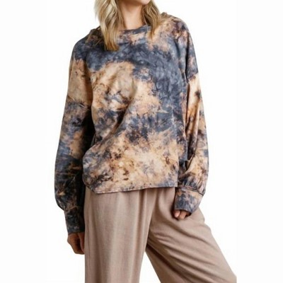 Women's Tie Dye Twisted Collar Sweater - umgee