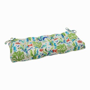 Outdoor/Indoor Blown Bench Cushion Coral Bay Blue - Pillow Perfect - 1 of 4