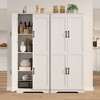 Kitchen Pantry Cabinet Pantry Storage Cabinet with Doors and Shelves 60" Freestanding Cupboard for Bathroom Dining Room Living Room - 4 of 4