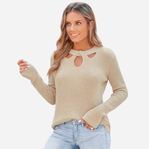 Women's Trendy Ribbed Cutout Sweater - Cupshe - 1 of 4