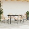 vidaXL 5 Piece Garden Patio Dining Set – Poly Rattan Outdoor Table Chairs with Cushions, Tempered Glass top, Weather-Resistant, Brown - 3 of 4