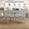 Hooseng Modern Style 5-Piece Dining Room Table And Chairs Set, Faux Marble MDF Table Top and Velvet Upholstered Chairs Dining Table Set for 4 - 4 of 4