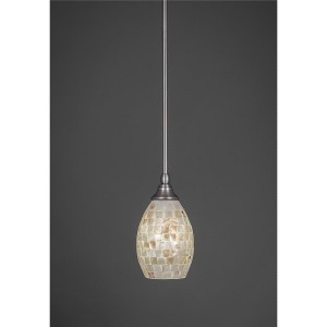 Toltec Lighting Any 1 - Light Pendant in  Brushed Nickel with 5" Ivory Glaze Seashell Shade - 1 of 1