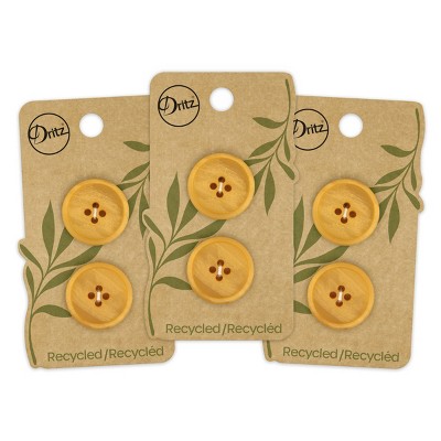Dritz 23mm 6 Recycled Paper Round Buttons Mustard