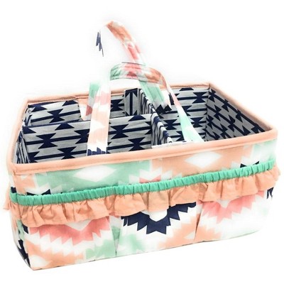 Bacati - Aztec Design Coral/Mint/Navy Storage Caddy