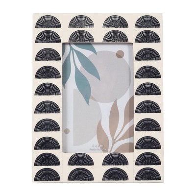 Sagebrook Home 4" x 6" Decorative Photo Frame - Contemporary Resin Ivory and Black Arch Design Picture Frame - Home