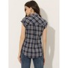 INSPIRE CHIC Women's Summer Plaid Short Sleeves Button Down Shirt - 4 of 4