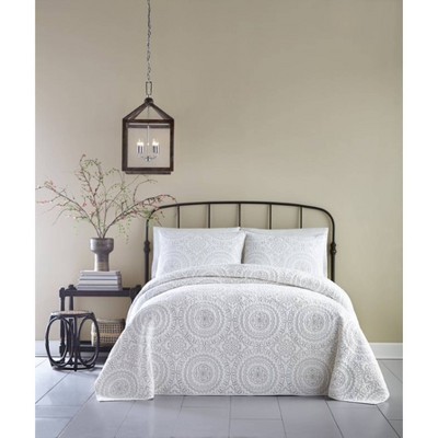 Twin Medallion Coverlet White/Gray - Jessica Simpson