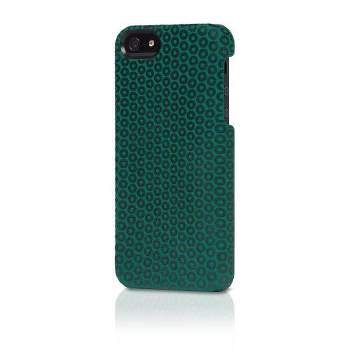 Original Alcantara Italian Design Suede Case for iPhone SE, 5, 5s - Black Dots/Green Suede