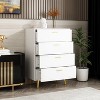 FUFU&GAGA  4 Drawer Dresser for Bedroom Modern Design Gold Metal Legs White - 3 of 4