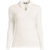 Lands' End Women's Long Sleeve Pointelle Rib Keyhole Polo Top - 3 of 4