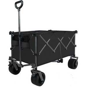 FURNIinspire Outdoor Serving Carts Heavy Duty Foldable Utility Wagon Terrain Quiet Wheels for Camping Gardening Picnic, Black, 38.58"*24.02"*39.17" - 1 of 4