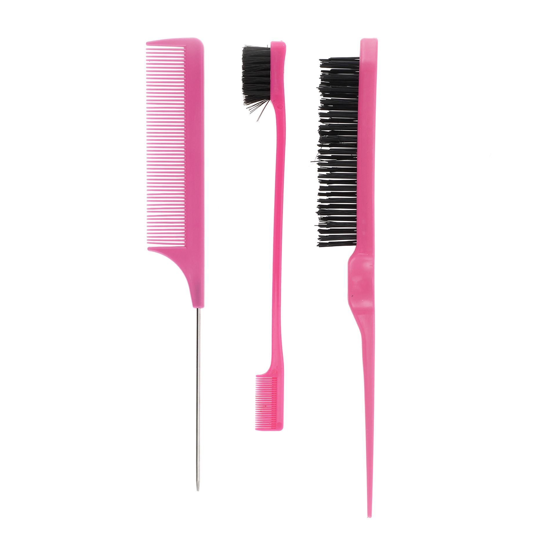 Unique Bargains Unique Bargain Durable Portable Rat Tail Comb 3 Pcs Rose Red
