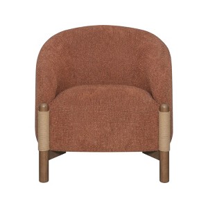 HomeRoots 30" Rust and Brown Fabric And Wood Arm Chair - 1 of 4
