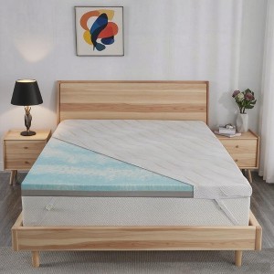 Dyonery 3" Twin Size Extra Firm Mattress Topper with Ice Silk Cover, Premium Cooling Gel+Bamboo High Density Memory Foam, for Pain Relief, 75" x 38" - 1 of 4