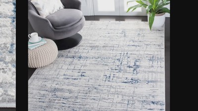 Amelia Ivory and Blue Abstract Square Area Rug