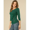 INSPIRE CHIC Women's V Neck 3/4 Sleeves Solid Knitted Buttons Decor Ruched Blouse - 2 of 4