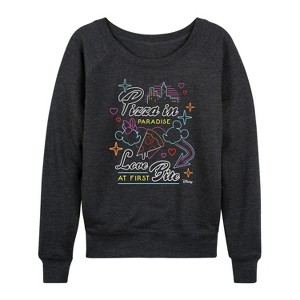 Women's - Disney - Minnie & Mickey Lightweight French Terry Wide Neck Long Sleeve Shirt - 1 of 4