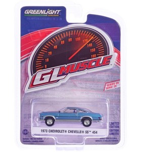 1973 Chevrolet Chevelle SS 454 Light Blue Metallic and Silver "GreenLight Muscle" Series 29 1/64 Diecast Model Car by Greenlight - 1 of 1