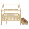 Gulches Full Size Wooden House Bed for Kids with Two Drawers, Natural - Solid Pine Wood Frame, Whimsical House-Shaped Bed - 3 of 4