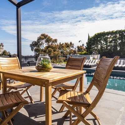 Nordic Teak 39" Natural Outdoor Square Dining Table Set - Beige