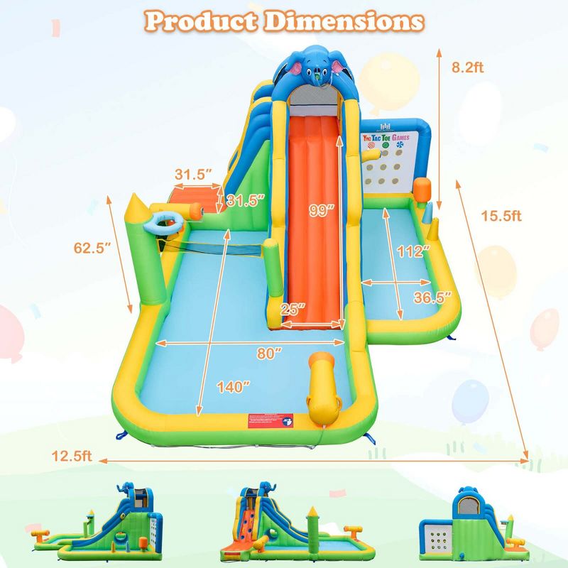 Costway Inflatable Water Slide Giant Splash Pool for Kids Backyard Fun, 3 of 11