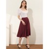 Allegra K Women's Date Dinner Floral A-Line Elastic Waist Flare Swing Midi Skirt - 3 of 4