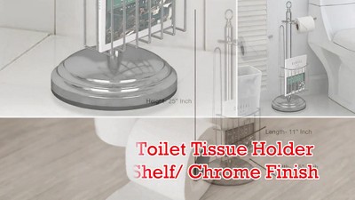 Chrome Stainless Steel Freestanding Toilet Paper Holder with Storage