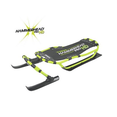 Yukon Charlie's Heavy Duty Durable Steerable Hammerhead Pro HD Snow Sled, Green