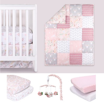 The Peanutshell Meadow Crib Bedding Set, 2 Pk Sheets, 2pk Changing Pad