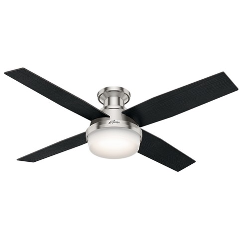 52 Dempsey Low Profile With Light Brushed Nickel Ceiling Fan With Light With Handheld Remote Hunter Fan