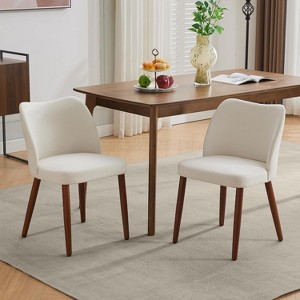 Upholstered Dining Chairs Set of 2, Modern Wing Back Kitchen Chairs, Linen Dining Room Chairs with Wood Legs for Kitchen Restaurant - 1 of 4