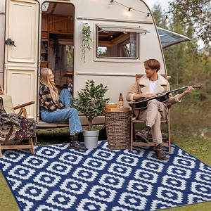 Outdoor Modern Reversible Erasable Area Rugs for Garden Backyard Large Portable Lightweight Plastic Straw Rug for Camping RV Auto Patio Picnic Mat - 1 of 4