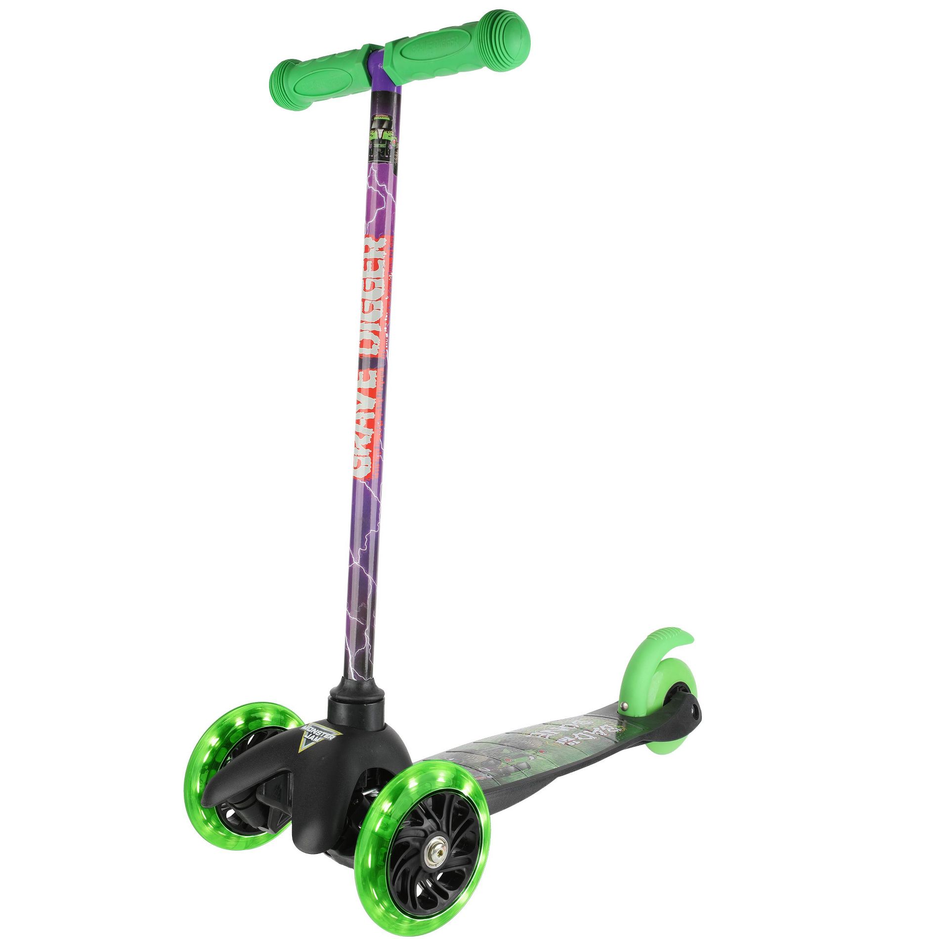 Monster Jam Grave Digger Tilt and Turn Light up Wheels Scooter