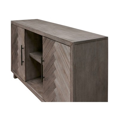 Gray 60" Transitional Wood TV Console with Cabinet