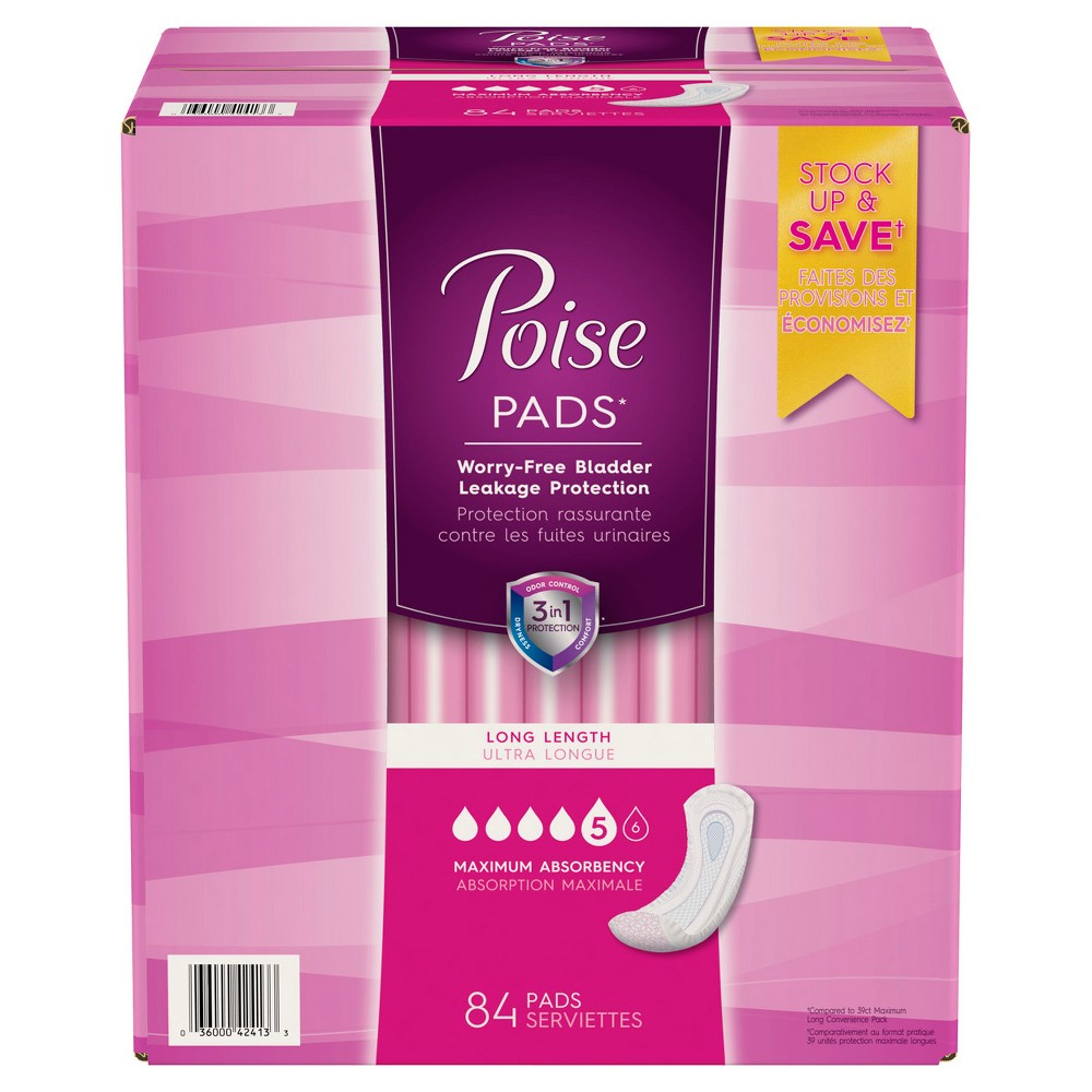 UPC 036000424133 product image for Poise Max Long Pads Super Absorbent 84 ct, White | upcitemdb.com