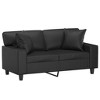 vidaXL Modern 2-Seater Lounge Sofa with Throw Pillows - Black Faux Leather Couch for Living Room, Office, Lounge Areas - 2 of 4