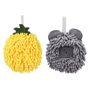 REGALWOVEN 2 Pcs Comfortable Soft Absorbent Chenille Ball Fuzzy Hand Towels - 1 of 4