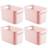 mDesign Deep Plastic Bath Storage Bin with Handles, 10" Long, 4 Pack, Light Pink, USA Made - 2 of 4