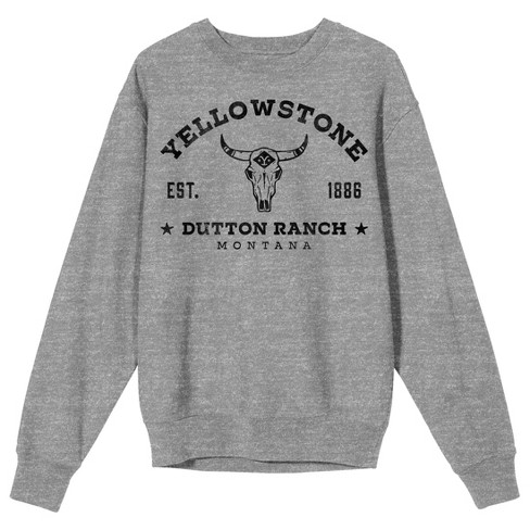 Yellowstone Collegiate Text With Cow Skull Crew Neck Long Sleeve Athletic  Heather Adult Sweatshirt-medium : Target