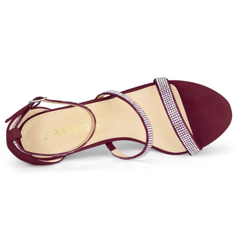 Allegra K Women's Strappy Rhinestone Heel Sandals, 4 of 7