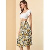 Allegra K Women's Boho Floral High Waist Split A Line Midi Skirt - 4 of 4