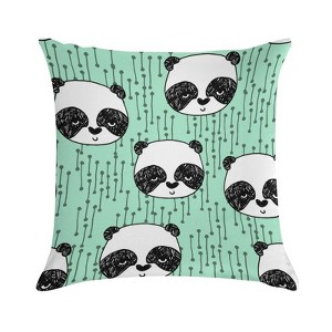Panda Heads Pillow Covers 18x18 Decorative Throw Pillows Soft Square Cushion Covers for Couch Sofa Bedroom - 1 of 1