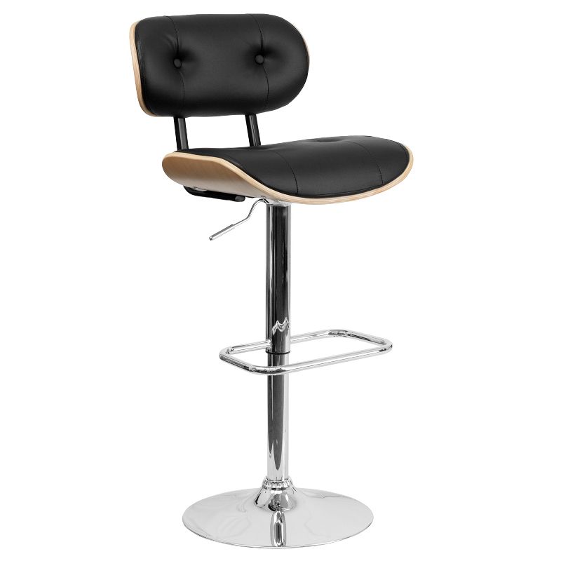 Emma and Oliver Bentwood Adjustable Height Barstool with Button Tufted Upholstery, 1 of 11