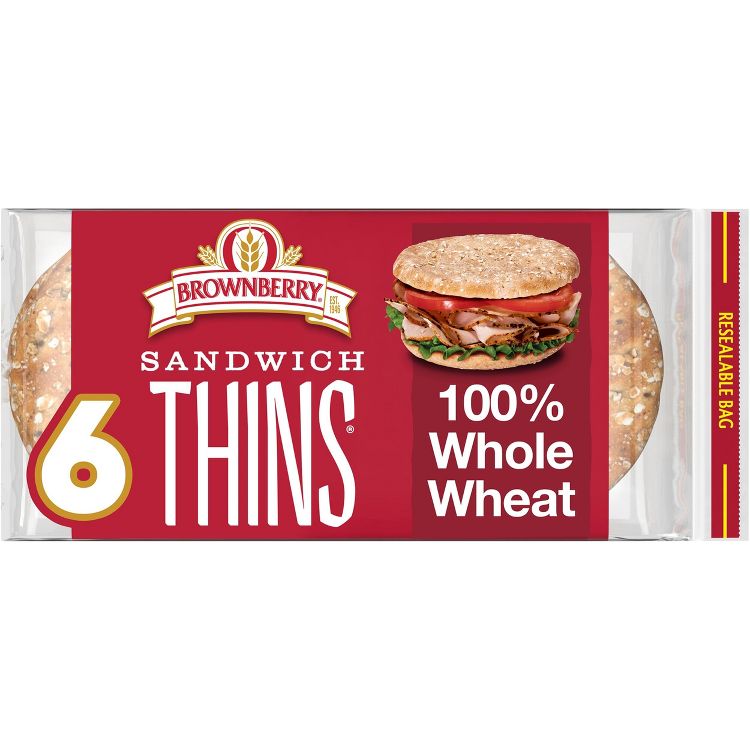 Brownberry 100% Whole Wheat Sandwich Thins - 12oz, 1 of 8