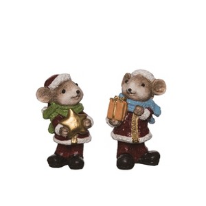Transpac Resin Cmas Mouse Figurine Set of 2 Christmas Home Decorations - 1 of 1