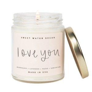 Sweet Water Decor Love You 9oz Clear Jar Soy Candle - 1 of 4