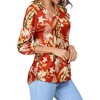 Nlife Women's Casual V Neck Floral Print 3/4 Length Sleeve Blouses Tropical Hawaiian Shirt Tops - 3 of 4